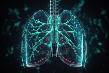 Aufkleber - Artificial implant science concept with technological AI lungs on the circuit board. Generated AI.