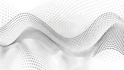 Poster - Dynamic wave with connected dots and lines on a white background. Digital wave background, Abstract technology background. Big data visualization. 3D rendering. Abstract technology wave of particles