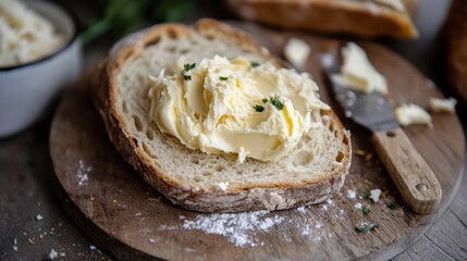 A slice of bread with butter on top of it