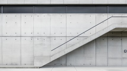 Wall Mural - A large concrete wall with a staircase leading up to it