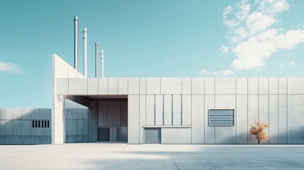 Wall Mural - A large white building with a tree in front of it