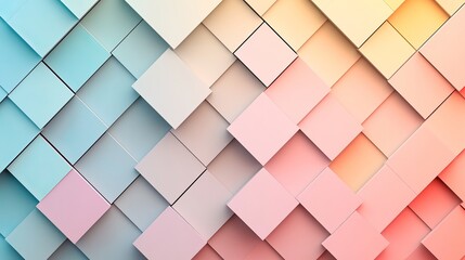 Poster - Colorful geometric pattern of overlapping diamonds in soft pastel tones