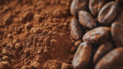 Wall Mural -   A mound of cocoa beans atop another mound of cocoa beans on top of yet another mound of cocoa beans