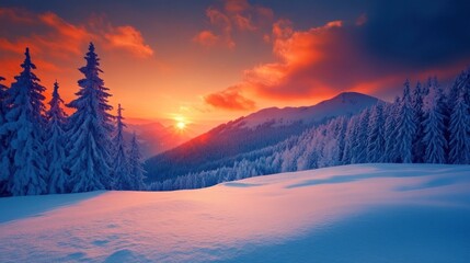 Sticker - Snowy Mountain Sunset