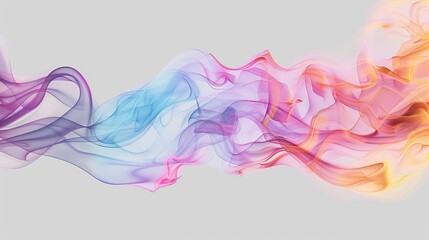 Poster - Abstract colorful smoke or fluid waves on a light grey background.