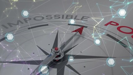 Poster - animation of network of connections over compass on white background
