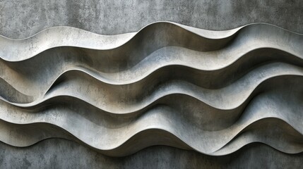 Poster - Wavy textured wall design in a modern interior space, showcasing artistic concrete accents