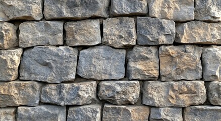 Textured stone wall made of rough, uneven stones in natural colors showcasing craftsmanship