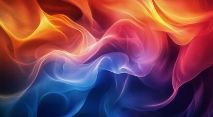 Wall Mural - Colorful abstract swirls blend warm and cool tones in a vibrant digital artwork