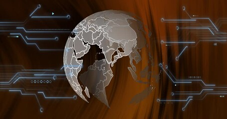 Sticker - Animation of circuit board and data processing over globe