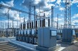 © Nima - A large high-voltage transformer substation with power lines, transformers, and other equipment. The substation is a critical component of the electrical grid, responsible for transforming electricity