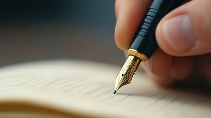 Wall Mural - A person writing on a piece of paper with a fountain pen, AI