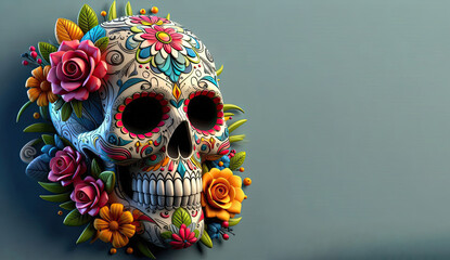 Dia De Los Muertos Wallpaper Background Illustration, Mexican Sugar Skulls on the Day of The Dead