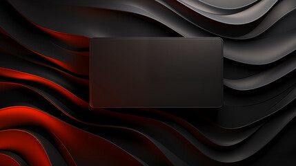 Wall Mural - A black and red background with a black square in the middle. There is space for text.