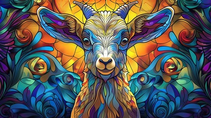 Wall Mural - A colorful goat is the main subject of this image