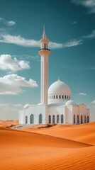 Wall Mural - White Mosque in the Desert Landscape