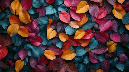 Sticker - Colorful Autumn Leaves Texture Background