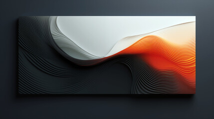 Wall Mural - a black and white abstract painting with a red and orange wave. there is space for text.
