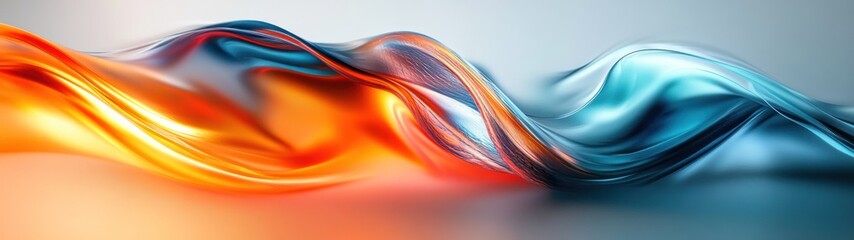 Wall Mural - Abstract Wavy Liquid Form in Orange and Blue Hues