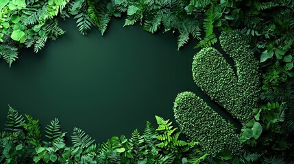 Wall Mural -   Image with green background & center leaf shape