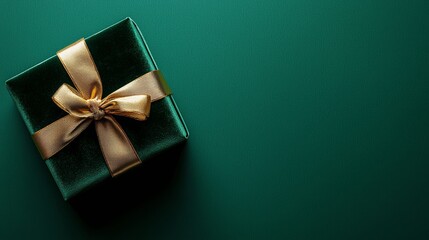 Wall Mural - Luxurious Velvet Gift Box with Golden Ribbon for Christmas Celebration or Elegant Event Design