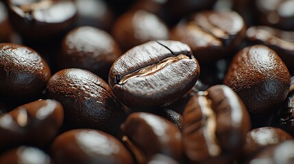 Wall Mural -   A mound of coffee beans arranged on top of one another on top of another pile