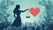 © BonzEarthsnapper - 8. Lady Justice holding scales and a heart, morality in law, flat design illustration