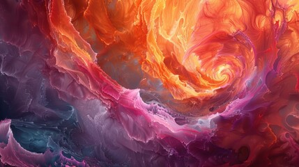Poster - Vibrant abstract swirls of color in a captivating cosmic landscape at dusk