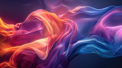 Poster - Colorful abstract fabric flow creating a dreamy atmosphere in a digital art composition
