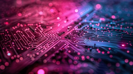 Poster - Vibrant circuit board background with intricate patterns and glowing lights