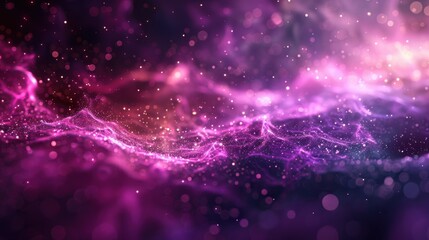 Poster - A colorful cosmic background with swirling purple patterns and glowing particles in space