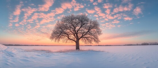 Poster - Solitary Tree in a Winter Wonderland