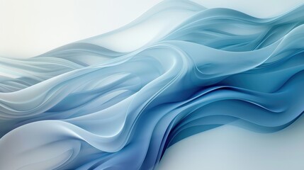 Poster - Abstract design featuring flowing blue wavy lines on a soft, light background
