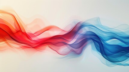 Poster - Dynamic abstract background with flowing red, blue, and white wavy lines