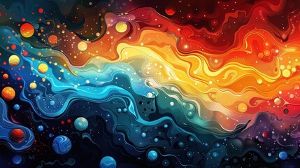Poster - Abstract cosmic design featuring vibrant colors and swirling patterns in a galactic setting