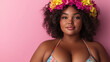 © Another vision - Vibrant Woman with Flower Crown in Tropical Bikini