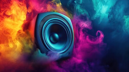 Wall Mural - Speaker in Colorful Smoke