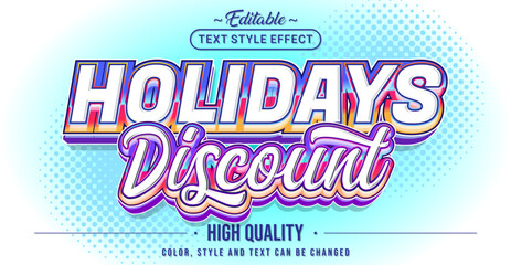 Poster - Editable text style effect - Holidays Discount text style theme.