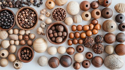 Wall Mural -   Wooden Bowls Filled with Nuts