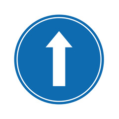 Wall Mural - road sign icon, ahead only road on blue round board. suitable for poster use and web icon	