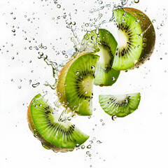 Wall Mural - Kiwi in water splash isolated on white background