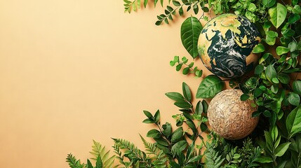 Poster -   A close-up of a plant with a globe atop it and another plant beneath it