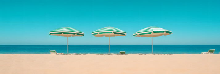 Wall Mural - beach with umbrellas and chairs