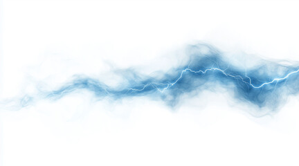 Dynamic lightning bolt frozen in mid-strike isolated on a white background. Weather phenomena isolated on white. Photo realistic photo.
