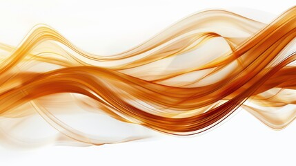 Sticker - Abstract golden wave flowing over a white background.