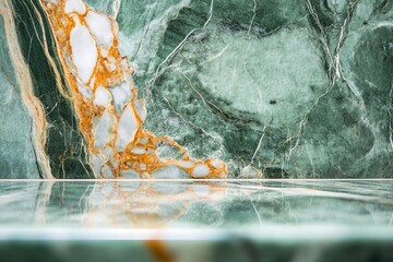 Poster - Luxury Marble Bathroom Interior with Green Accents and Modern Design