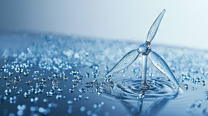 Poster -   A close-up of a water droplet with a blade of water on top and droplets on the bottom