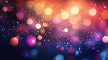 Wall Mural - Abstract Background with Blurry Lights and Glittering Particles