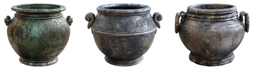 Witch cauldron isolated on transparent background, set of