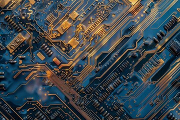 Wall Mural - circuit board, showing intricate patterns of electronic components and connections